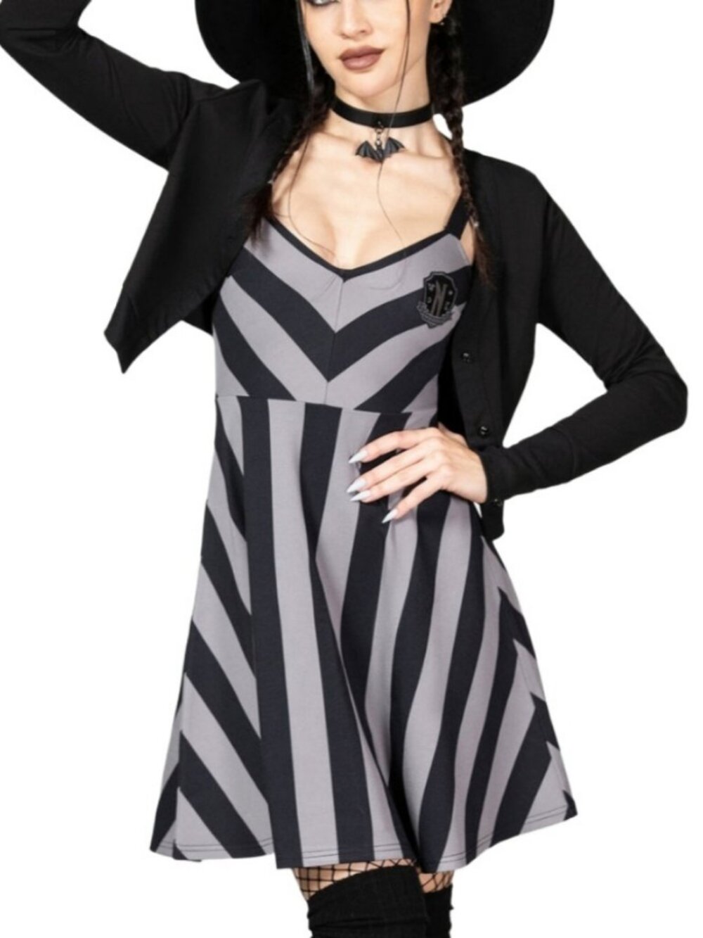 Killstar x Wednesday Nevermore Mini Dress Black Gray Stripe 4XL Plus NWT